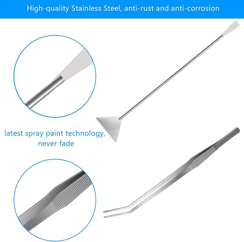 Liveek Aquarium Aquascape Tools Kit 15in, 4 in 1 Anti-Rust Aquatic Plant Aquascaping Tool Stainless Steel Tweezers Scissor Spatula for Aquarium Tank Clean Fish Tank Aquascape Accessories Set(Silver) - Image 3